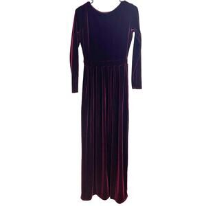 DESIR COUTURE Cranberry Red Velvet Gown Maxi Dress Holiday Party Size XS/S